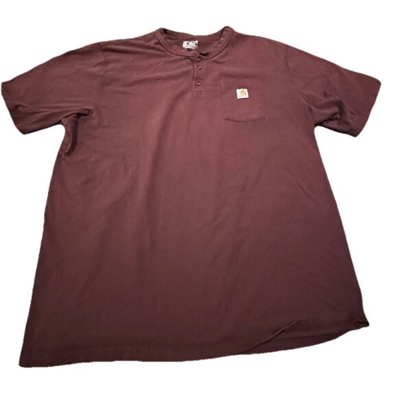Carhartt Other - Carhartt Maroon Loose Fit Heavyweight Short-Sleeve Pocket Henley T-Shirt 3XL